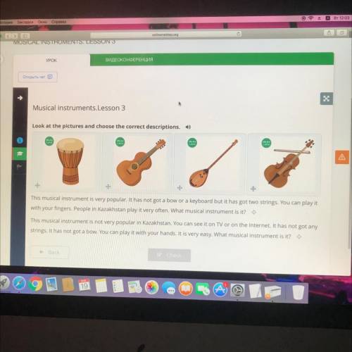 Musical instruments. Lesson 3 Look at the pictures and choose the correct descriptions This musical