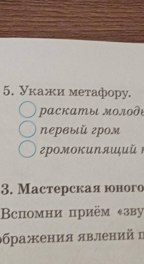 5.укажи метафор A. раскаты молодые B. первый гром C громокипящий кубок​