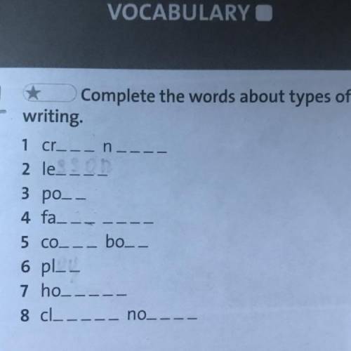 Complete the words about types of writing