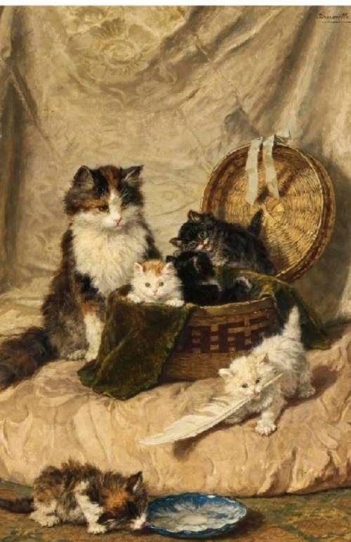 Написать сочинение по картине Играющие котята, автора Генриетта Роннер-Книп сделайте.​