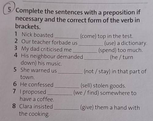 5 Complete the sentences with a preposition ifnecessary and the correct form of the verb inbrackets.