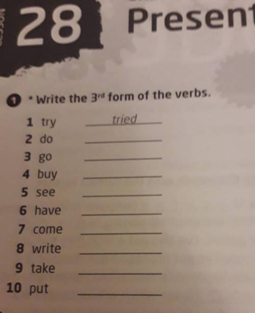 Write the 3rd form of the verbs ​