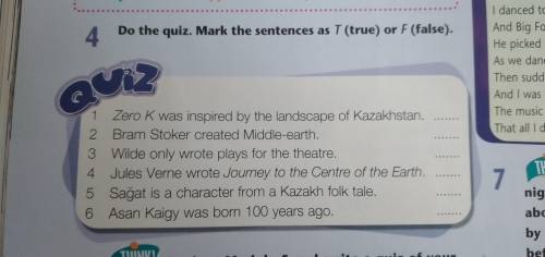 Do the quiz. mark the sentences as t (true) or f (false).