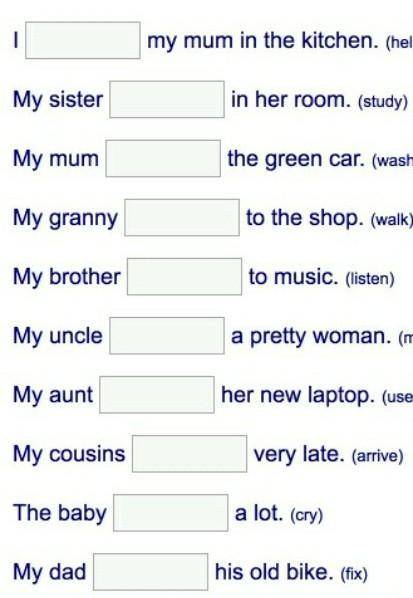 Past simple - regular verbs Write the past simple form of the verbs belowmy mum in the kitchen. (hel