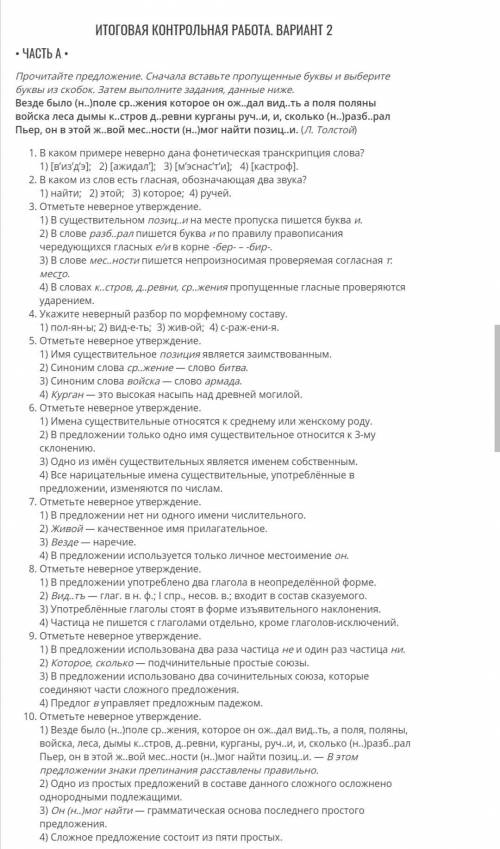 Итоговая работа по русскому языку 2 вар