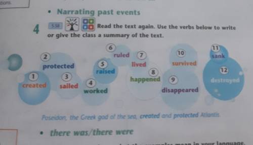 ur ques Narrating past events88 Read the text again. Use the verbs below toor give the class a summa