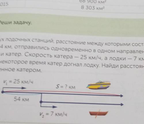 2 Реши задачу. от двух лодочных станций, расстояние между которыми состав-ляет 54 км, отправились од