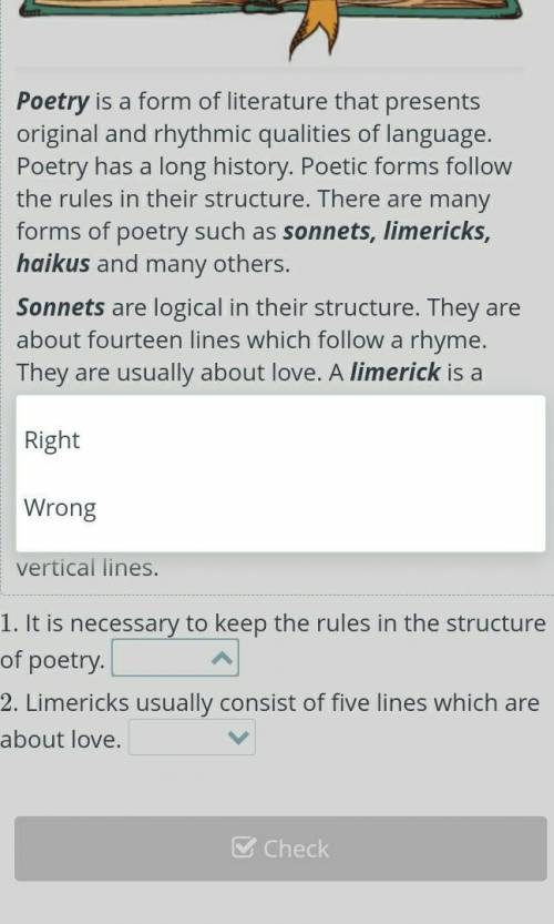 The power of a word Read the text about poetry and decide if the statements are Right (R) or Wrong (