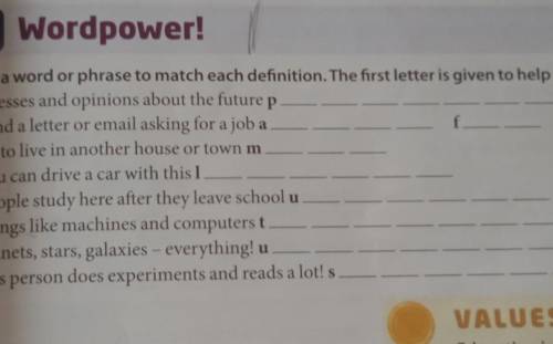 4 Wordpower! write a word or phrase to match each definition. The first letter is given to help you.