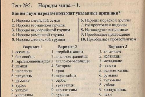 Каким народам подходят указанные признаки?