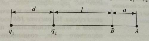 Какую работу необходимо совершить для того, чтобы переместить заряд q в точки A и B в поле двух точе