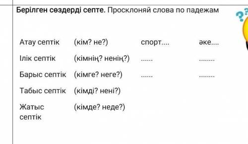 Берілген сөздерді септе. Просклоняй слова по падежам​