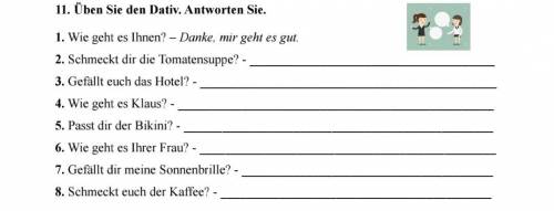 ответить на вопросы в дательном падеже. И можно с переводом.