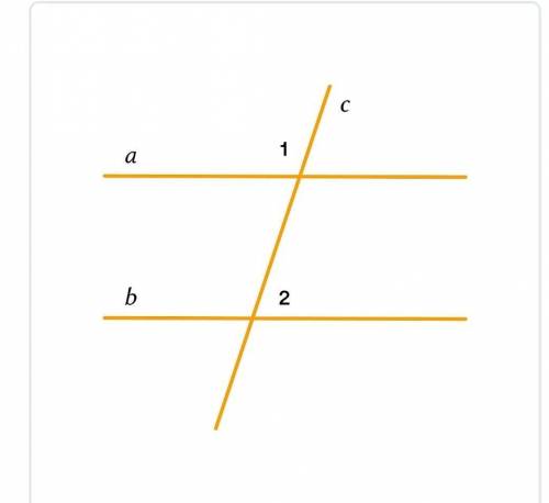 Геометрия 7 класс Прямая c является секущей для прямых a и b. Угол 1 равен 104°.Какой должна быть ве
