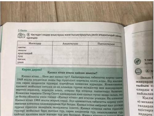 Кестедегі сөздер анықтауыш және пысықтауыш рөлін атқаратындай сөйлем құраңдар