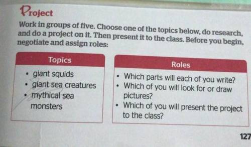 Project Work in groups of five. Choose one of the topics below, do research, and do a project on it.