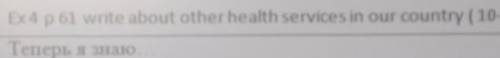 Ex 4 p 61 write about other health services in our country (10-12 sentences)