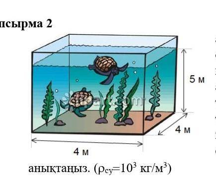Размеры Определите давление воды на дно аквариума и вес воды, показанный на рисунке (Psu = 10 ^ 3 кг