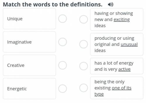 Match the words to the definitions