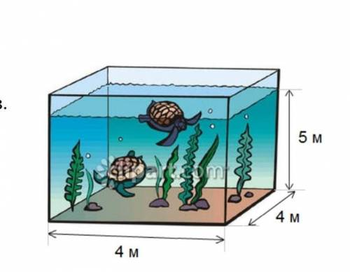 размеры определяют давление воды на дно аквариума и вес воды, показанный на рисунке (pвода = 10 ^ 3