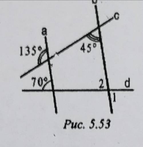 A и B с секущими C и D. На картинке нужно найти углы 1 и 2.