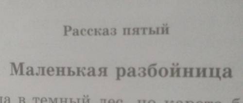 План на рассказ именно 5 Маленькая разбойница