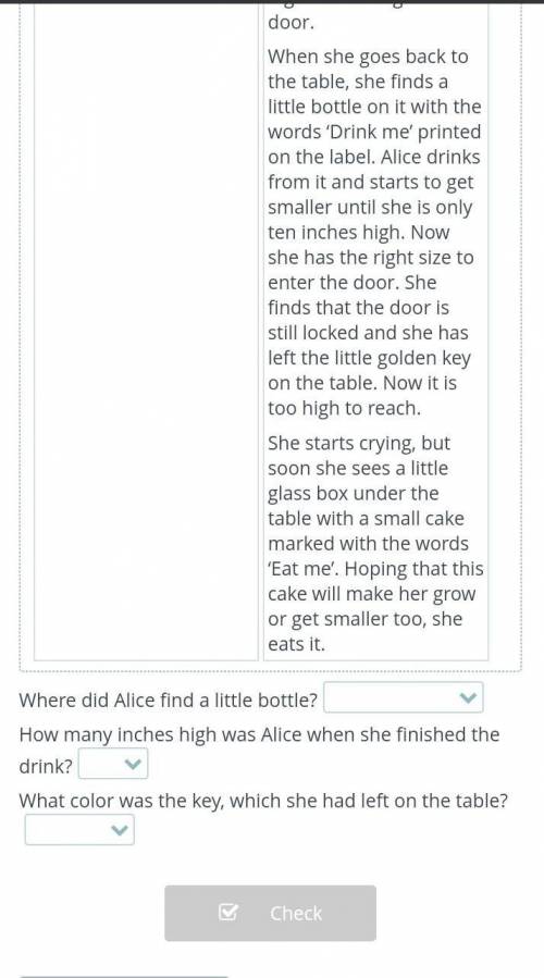 Alice in the Wonderland. Down the Rabbit Hole. Lesson 2 Read the text and choose the correct answer.