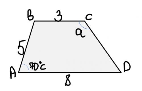 Основания BC и AD трапеции ABCD равны 3 и 8, а её боковая сторона AB равна 5. Найдите угол BCD этой 