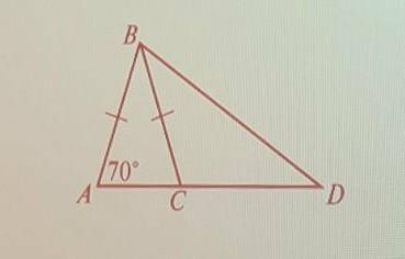 Кут при основі рівнобедреного трикутника дорівнює 70°.На продовженні основи взяли точку і з'єднали ї