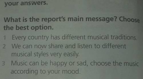 6 What is the report's main message? Choose the best option.1 Every country has different musical tr