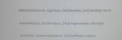 Выберите ряд, в котором все слова пишутся через десфис. (мало) мальски, сделать (по) своему, (по) св