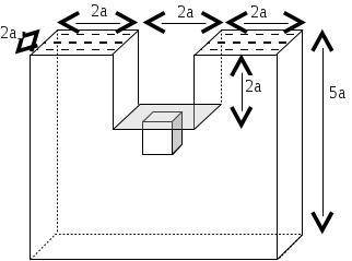 2) Найдите модуль силы с которой потолок средней части аквариума действуют на кубик. Плонность воды