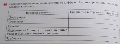 Сравните строение нервной системы от диффузной до центральной