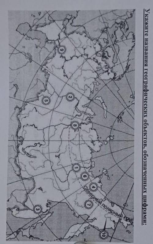 Укажите названия географических объектов, обозначенных цифрами​