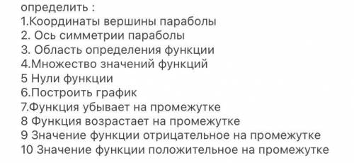 Y=(x-2)^2-4 y=-3(x+1)^2+3 y=0,1(x-1)^2-1 эти формулы нужно расписать но плану в прикреплённом фото