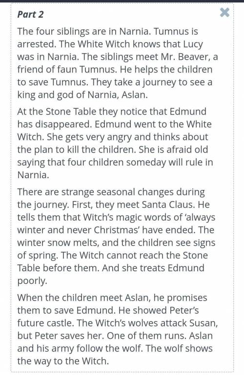 Text1. What is the Witch’s reaction when she knows about the children?2. What does the wolf take Asl