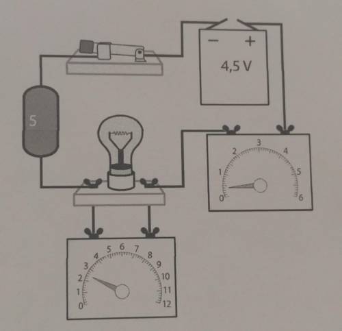 Задание: А) назови значение деления вольметраБ) сосчитайте напряжение на контактах лампочки - Usp =В