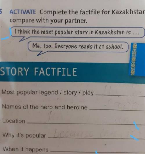 5 ACTIVATE Complete the factfile for Kazakhstan. Then compare with your partner.I think the most pop