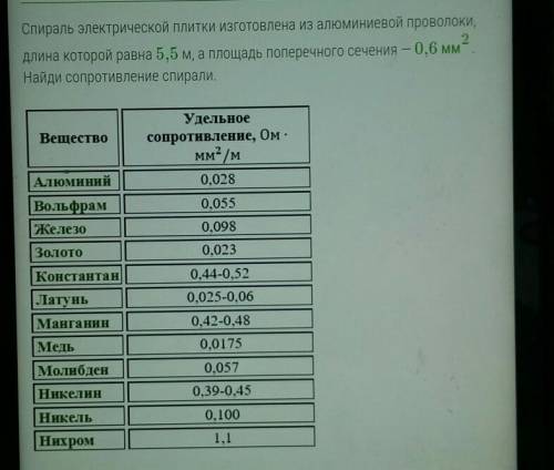 сопротивление спирали равно ом. Результат округлите до сотых ​