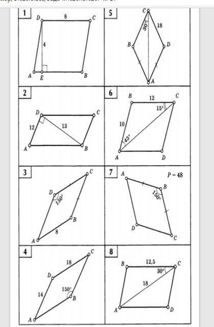 с геометрией за 8 класс, задачи на тему Площадь параллелограмма.