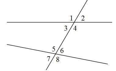 3.На рисунке накрест лежащими углами являются 1 2 А) углы 1 и 5; 3 4 Б) углы 5 и 4; В) углы 6 и 8; 5