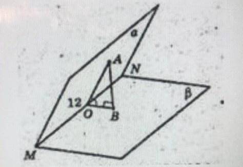 Дано двогранний кут, міра якого 60°. AO ┴ MN, BO ┴ MN, АВ ┴ β, АО= 12 см. ЗнайтиАВ. ​