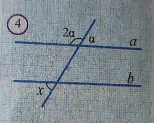 Найдите угол х,если а параллельно б на рисунке 4​