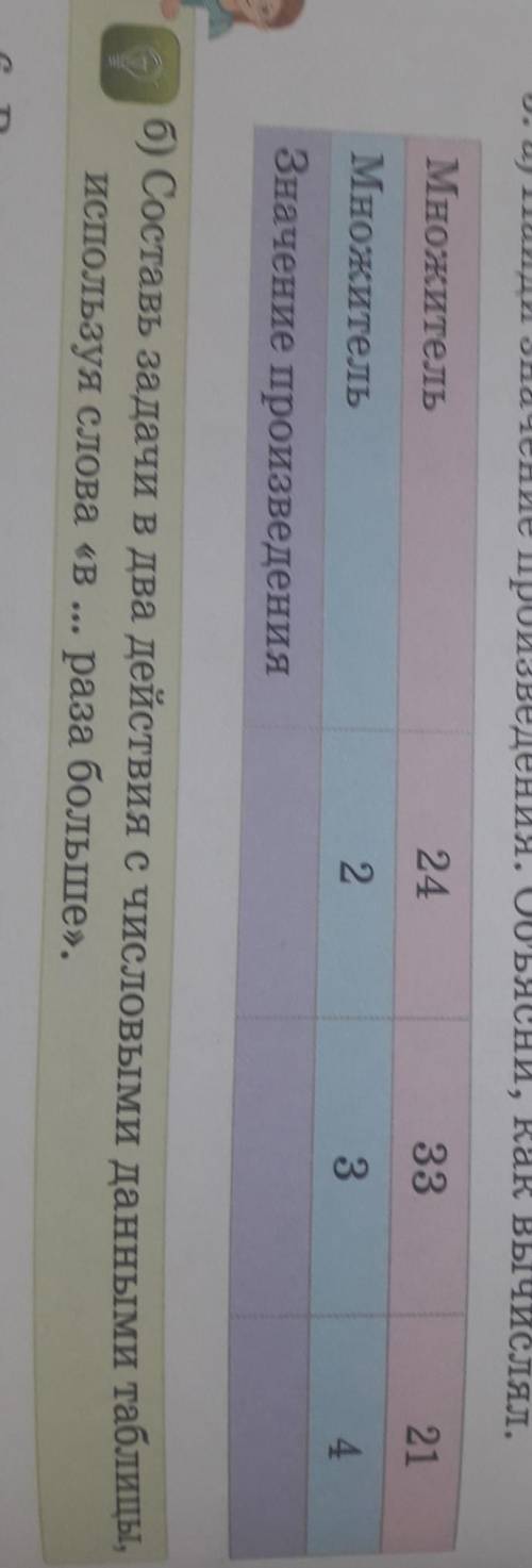 б)Составь задачи в два действия с числовыми данными таблицы используя слова в...раза больше​ Три з