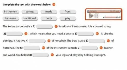 Complete the text with the words below. instrument strings made from between traditional body play t