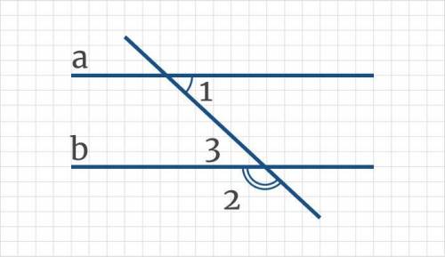 Дано: ∠1 = 46°, ∠2 = 134°. Докажите, что прямые a и b параллельны.
