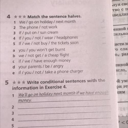 5 ***Write conditional sentences with the information in Exercise 4. 1 We'll go on holiday next mont