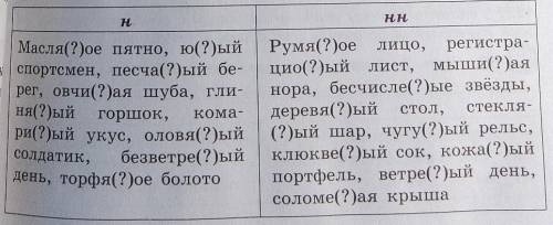 Прочитайте слова в таблице. Правильно ли их расположе- ние в соответствии с написанием ни нн в суффи