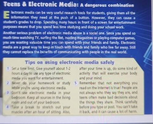 Read the text. List two examples of problems caused by electronic media. What does the writer advise