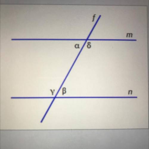 Две параллельные прямые m и n пересекает секущая f. Найдите углы a, b, y и b, если a+b=98 градусов